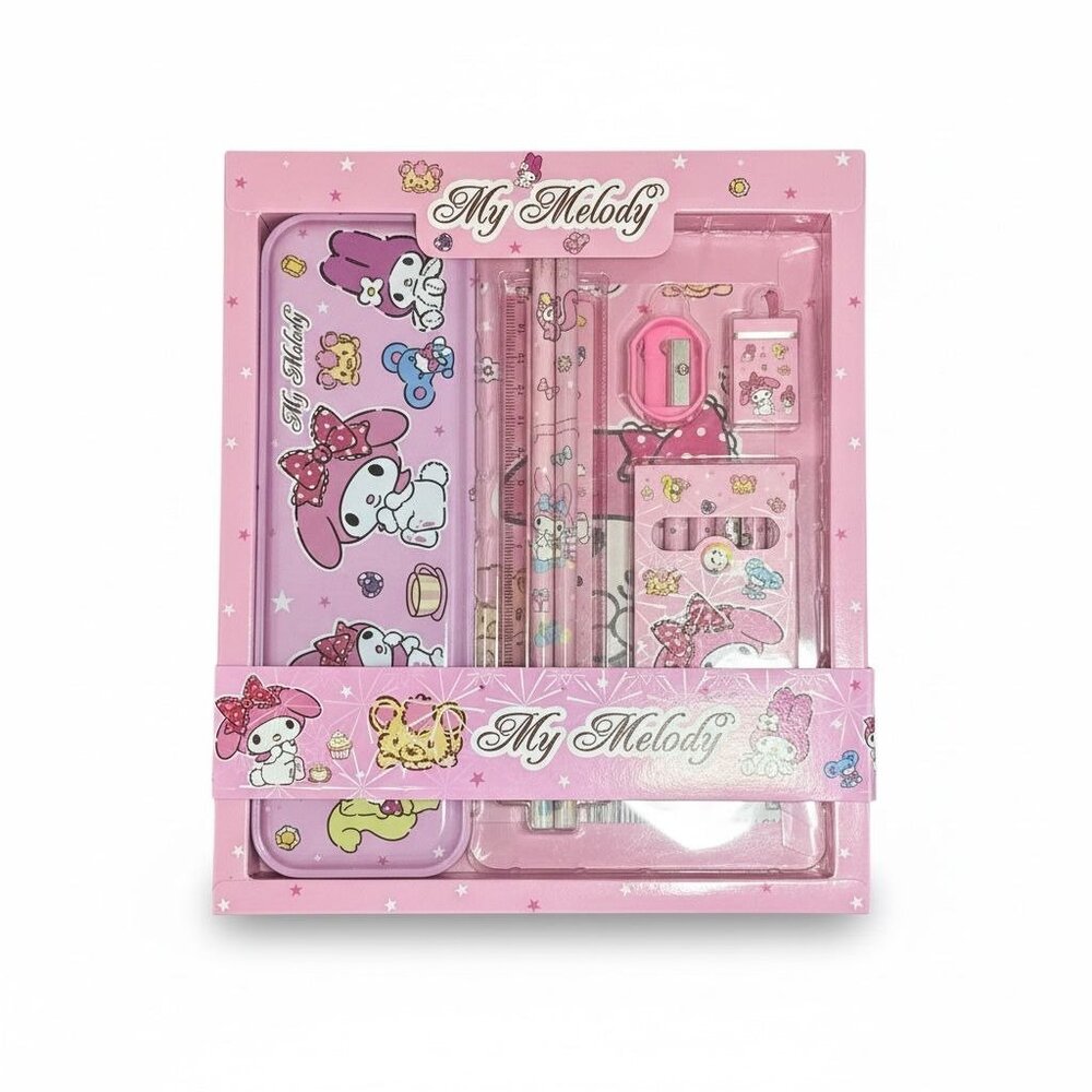 My Melody Pink Stationery Gift Set With Pencil Case Ruler Sharpeners & More